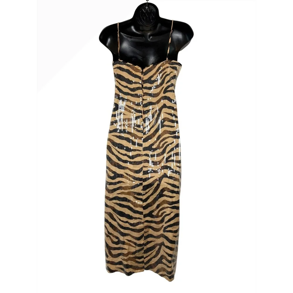 J.‎ Crew Collection Gwyneth Sequin Slip Dress in Zebra Stripe Midi Dress BK990